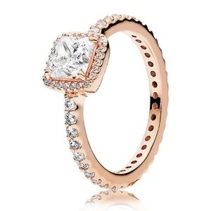 Rose gold Square Vintage style ring 925